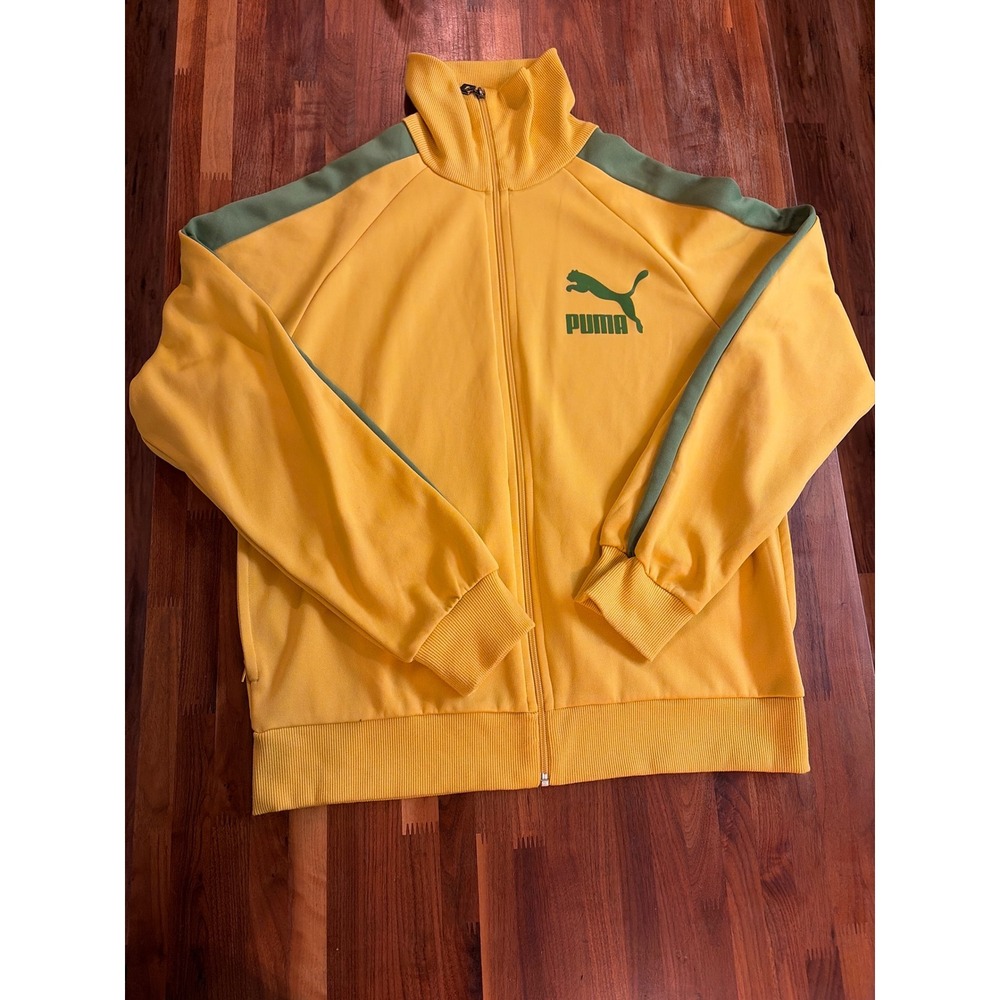 Puma Mens XL Yellow Green T7 Full Zip Track Jacket Retro 543104 TKHKI